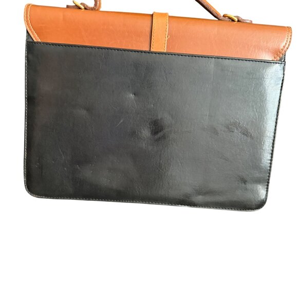 Moda Italiana Vintage Leather Briefcase Brown & Black Business Bag - Picture 3 of 8